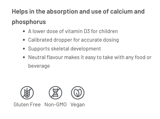 AOR Vitamin D3 Liquid for Children - Benefits
