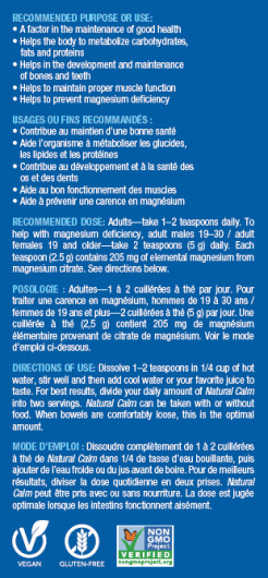 Natural Calm Magnesium Powder Suggested Use