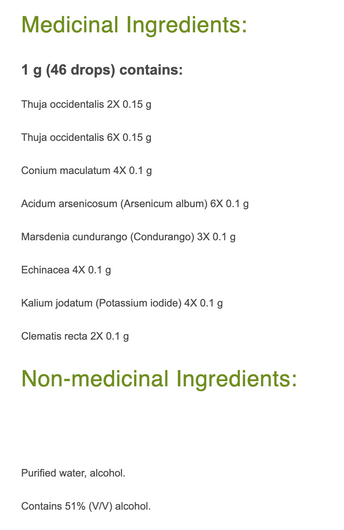 Pascoe Thuja Similiaplex Ingredients