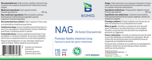 Biomed NAG (N-acetyl-glucosamine) Ingredients