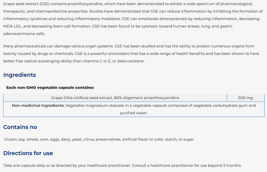 NFH Grape Seed Extract benefits