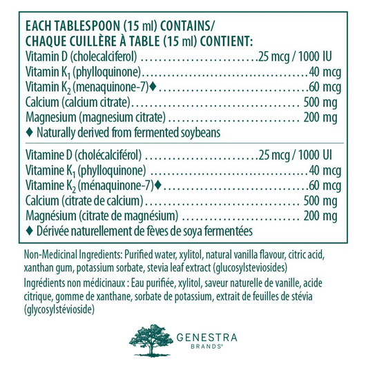 Genestra Cal Mag Liquid Plus Vanilla -Ingredients