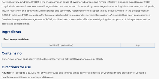 NFH Inositol SAP Benefits