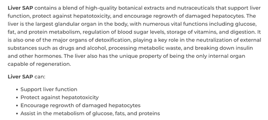 NFH Liver SAP 180 -Benefits