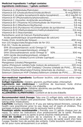 Platinum Naturals EasyMulti Prenatal 120 Softgels (Ingredients)