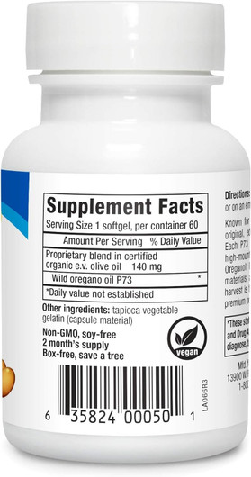 North American Herb & Spice Oreganol P73 - 60 Softgels-ingredients