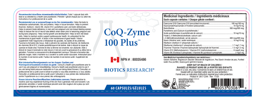 Biotics Research CoQ Zyme 100 Plus Ingredients