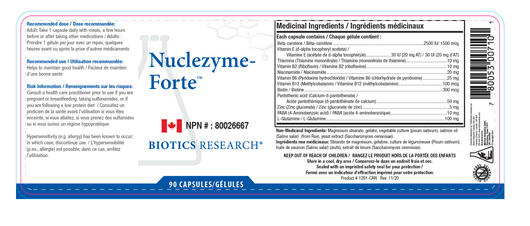 Biotics Research Nuclezyme Forte Ingredients