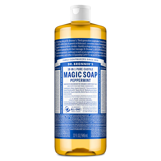 Dr Bronner's Peppermint Pure Castile Soap 32 Oz