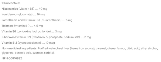 Bio Lonreco Multi Vit Plus Iron 20 Ampoules -Ingredients