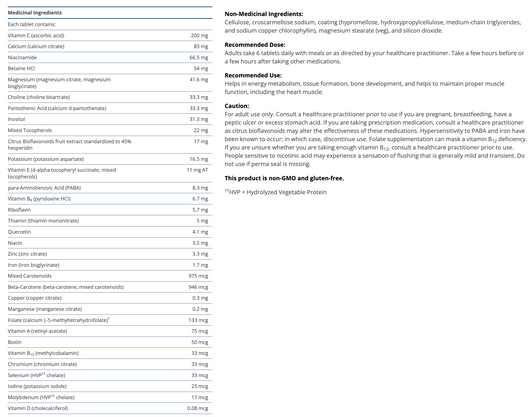 Metagenics Multigenics Ingredients