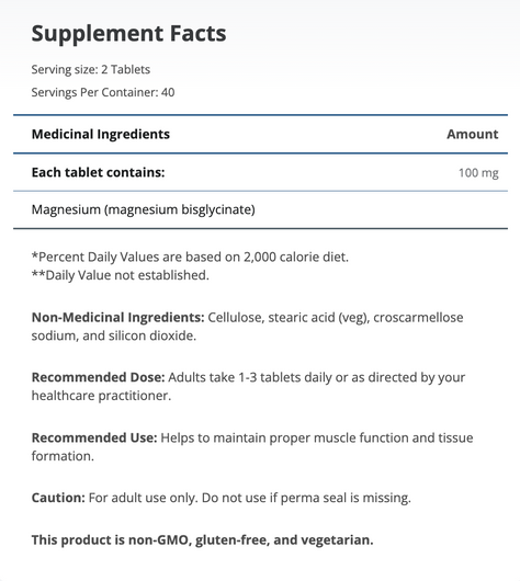 Metagenics Mag Glycinate Ingredients