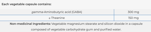 NFH GABA T SAP Ingredients