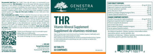 Genestra THR Cardio Complex 60 Tablets Ingredients