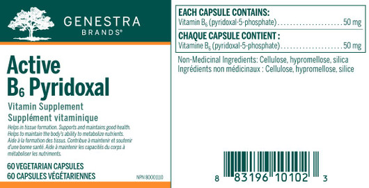 Genestra Active B6 Pyridoxal 60 Capsules-ingredients