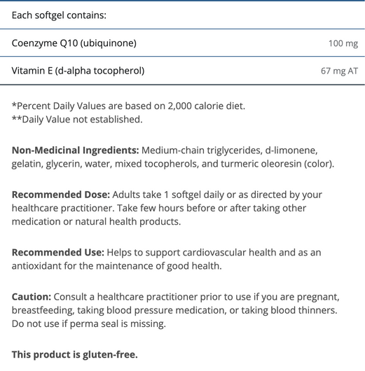 Metagenics CoQ 10 ST100 mg - Ingredients