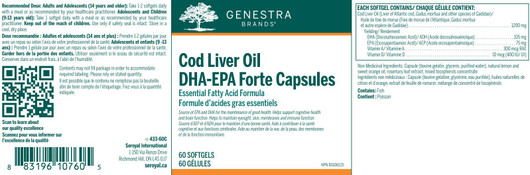 Genestra Cod Liver Oil DHA/EPA Forte 60 Capsules Ingredients