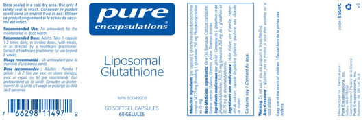 Pure Encapsulations Liposomal Glutathione 60 Softgels Ingredients