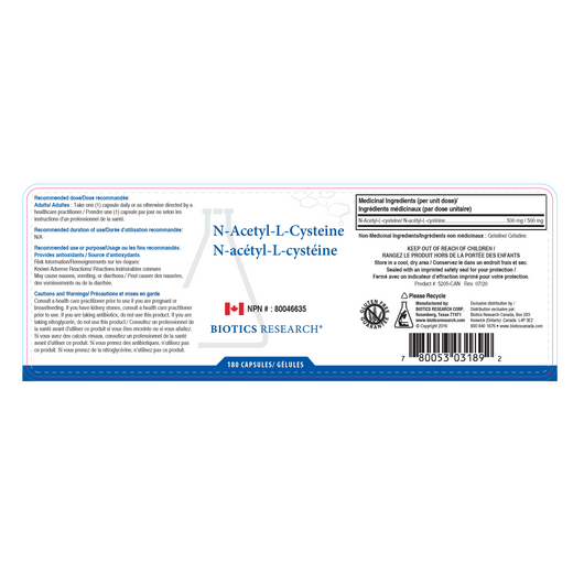 Biotics Research NAC ingredients