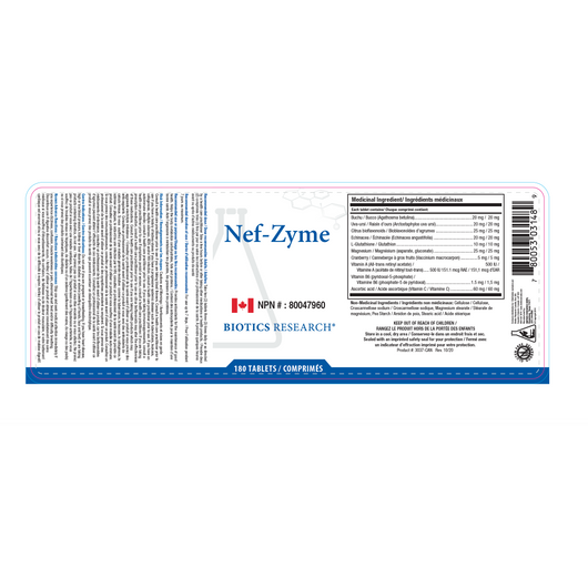Biotics Research Nef Zyme 180 Tablets Ingredients