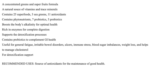 Alpha Science Ultimate Greens Concentrate suggested use