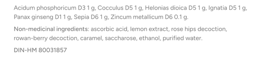 Dr Reckeweg VC 15 Forte Ingredients