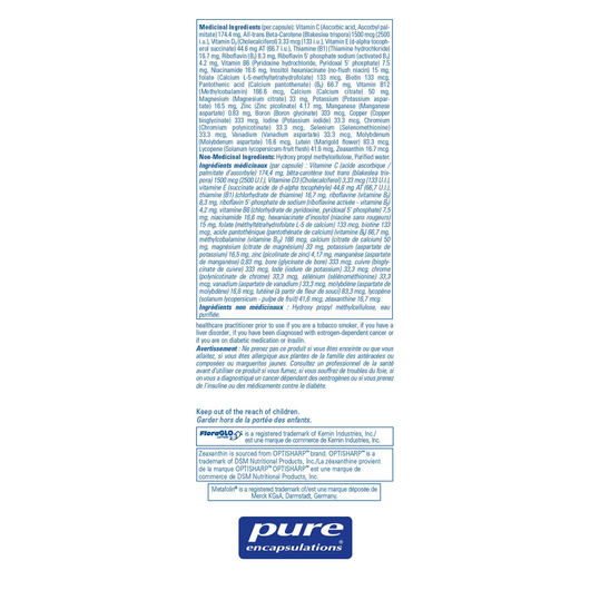 Pure Encapsulations Nutrient 950 without iron- Ingredients
