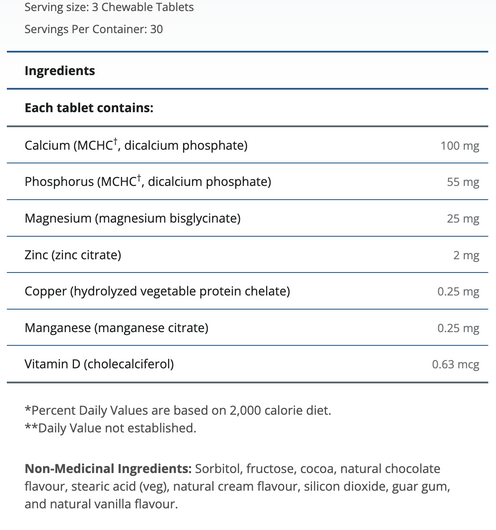 Metagenics Bone Builder Chewable Ingredients