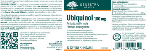 Genestra Ubiquinol 100 mg - 30 Softgels-Ingredients