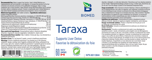 Biomed Taraxa Ingredients