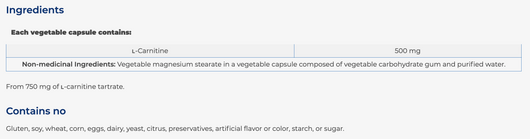 NFH L Carnitine Tartrate Sap Ingredients