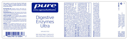 Pure Encapsulations Digestive Enzymes Ultra 180 Veg Capsules Ingredients