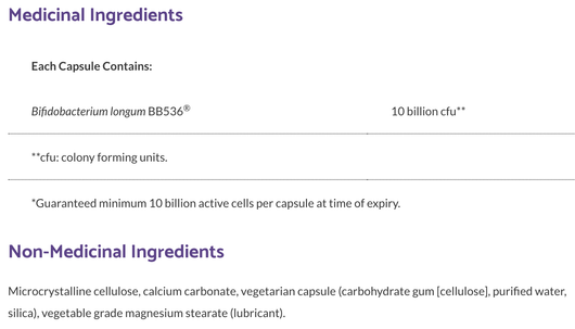 Bioclinic Naturals Probiotic Pro BB536 Ingredients