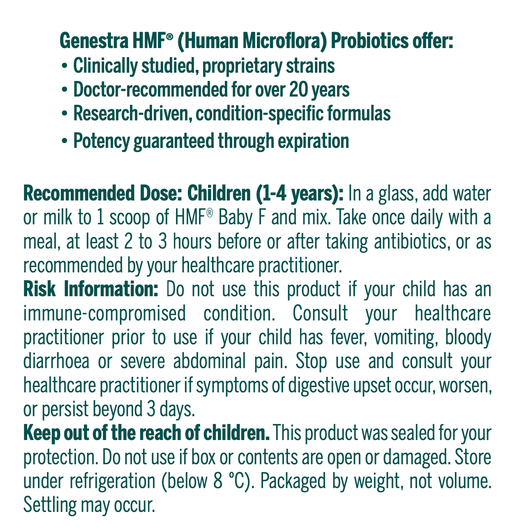 Genestra Brands HMF Baby F Suggested Use