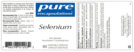 Pure Encapsulations Selenium (selenomethionine) 60 Veg Capsules Ingredients