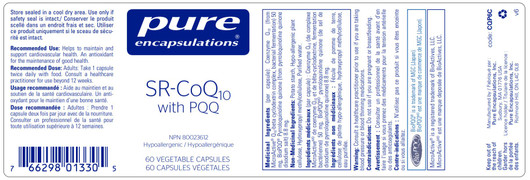 Pure Encapsulations SR CoQ10 with PQQ 60 Veg Capsules Ingredients