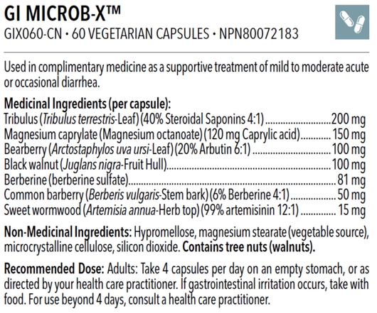 Designs for Health GI Microb-X 60 Veg Capsules Ingredients & Dose