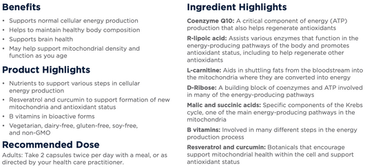Designs for Health Mitochondrial NRG Benefits