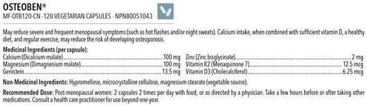 Designs for Health Osteoben 120 Veg Capsules Ingredients & dose
