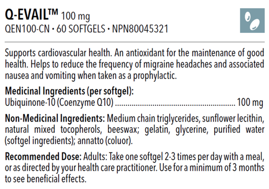 Designs for Health Q-Avail 100 - 60 Softgels Ingredients & dose Designs for Health Q-Avail 100 - 60 Softgels Ingredients & dose