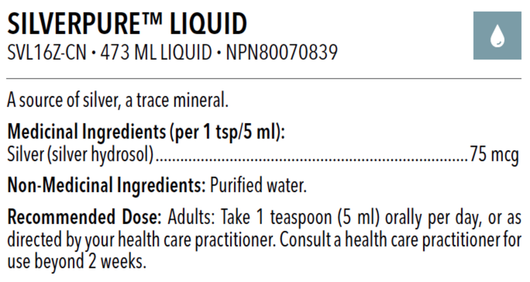 Designs for Health SilverPure Liquid 16 Oz Ingredients & Dose