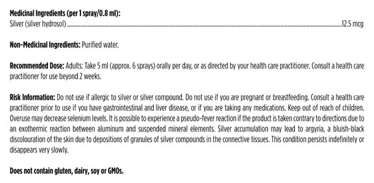 Designs for Health SilverPure Spray 4 Oz-ingredients