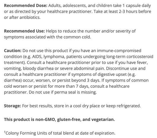 Metagenics UltraFlora Cold Support Suggested Use