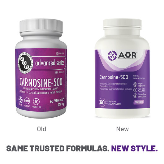 AOR Carnosine 500 - 60 Veg Capsules New Style