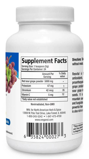 North American Herb & Spice Resvitanol Powder 120 Grams (Sumplements Facts)
