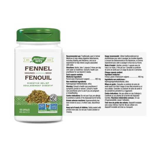 Nature's Way Fennel Seed 100 Veg Capsules Ingredients & Dose
