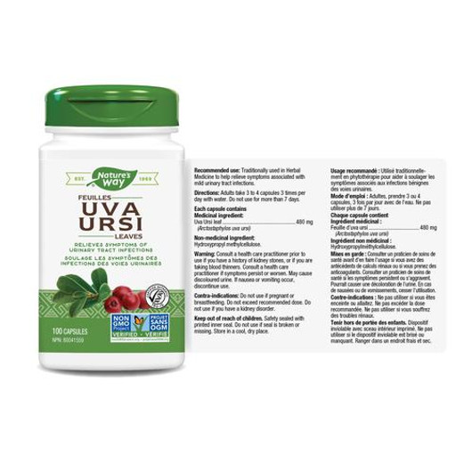 Nature's Way Uva Ursi Leaves 100 Veg Capsules Ingredients & Dose