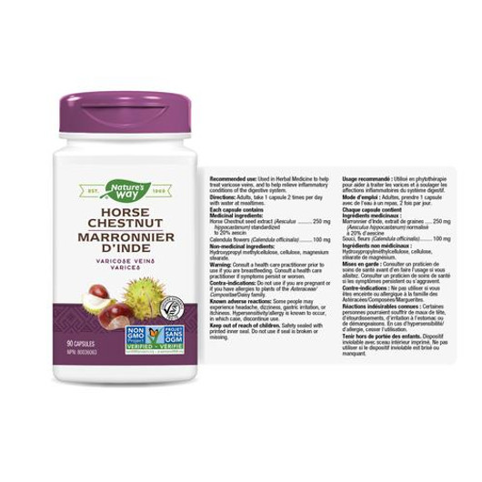 Nature's Way Horse Chestnut 90 Veg Capsules Ingredients & Dose