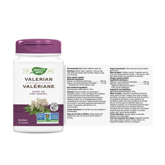 Nature's Way Valerian Standardized Extract 90 Veg Capsules Ingredients & Dose