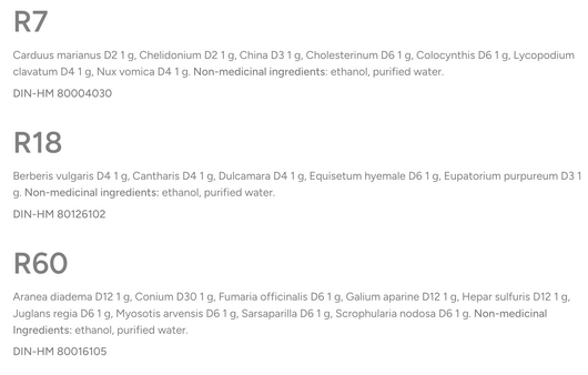 Dr Reckeweg R-DTX Kit Ingredients